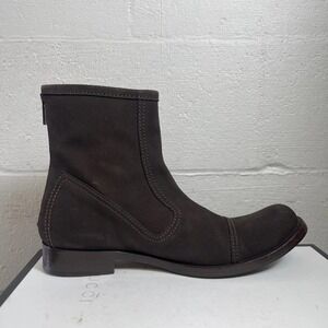 KENZO Ankle Boots Cap Toe Woven Dark Brown Suede Back Zip Men's Size 7 UK/8 US